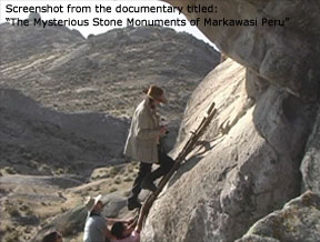 Screen capture from The Mysterious Stone Monuments of Markawasi Peru