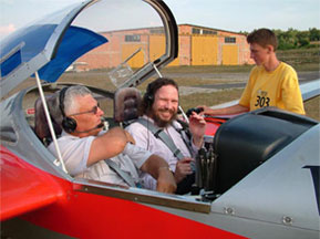 Image of Robert Schoch in small airplane