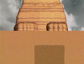 Screen capture illustration from the documentary The Mystery of the Sphinx  
					showing the chamber beneath