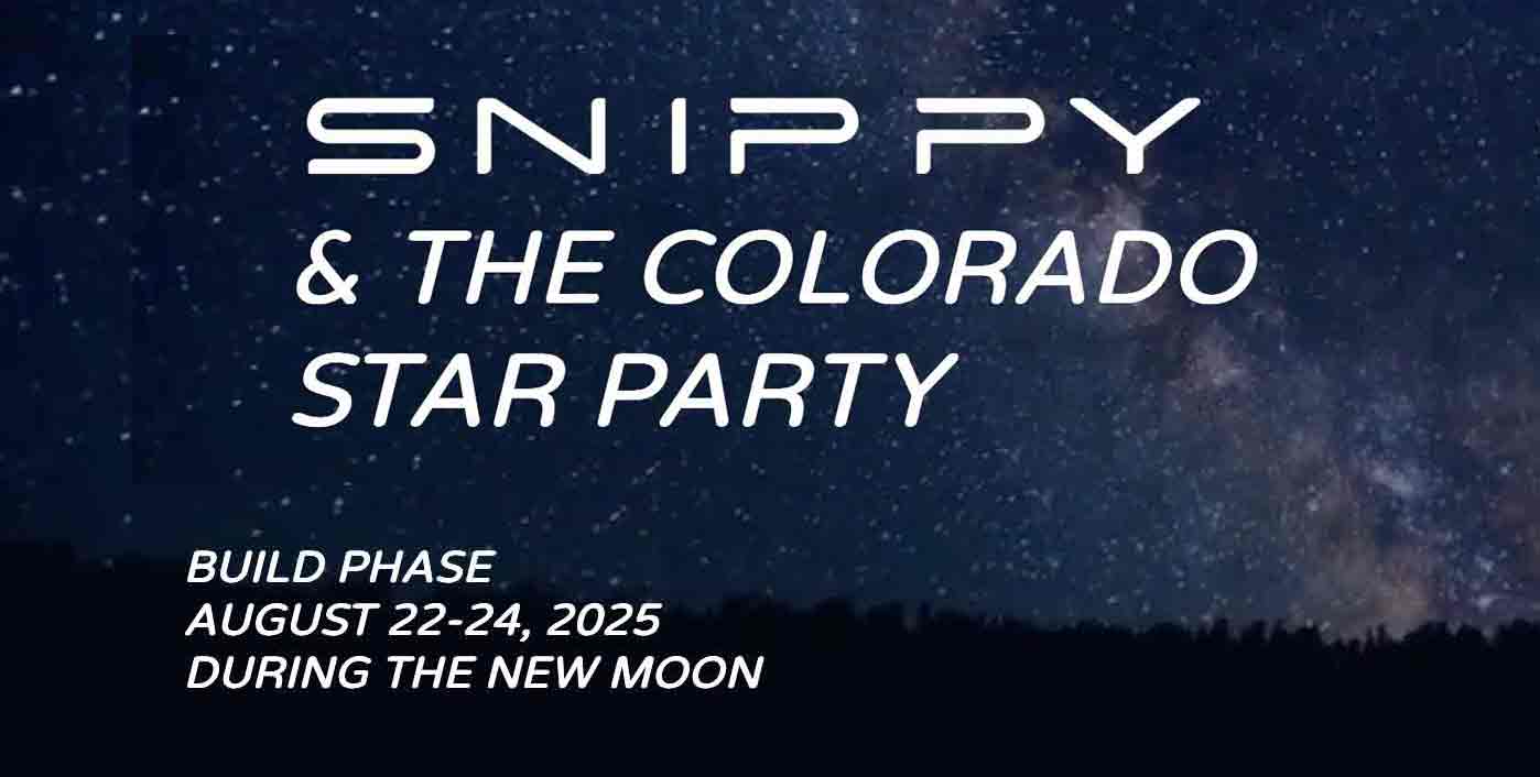 Poster announcing a conference Colorado in 2025 titled Snippy. Light lettering on a 
						dark background of stars.