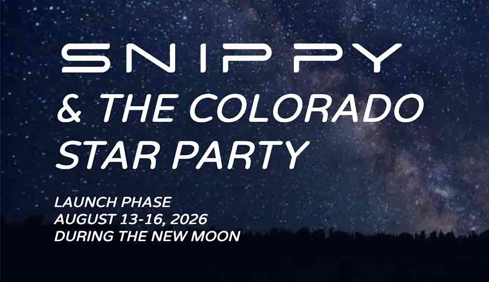Light lettering on a dark background of stars announcing a conference called Snippy in 
							Colorado in August of 2026.