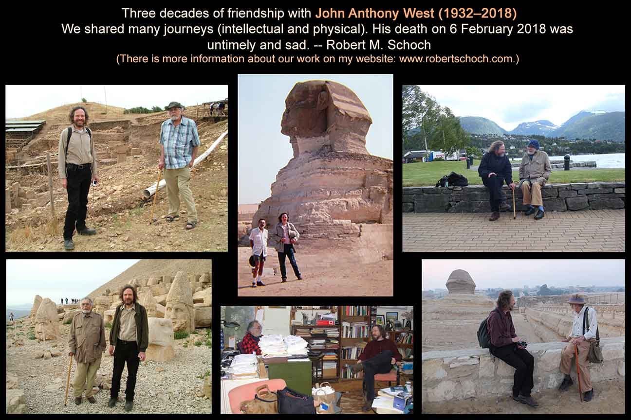A compilation of images of Robert Schoch and John Anthony West, friends for more than 30 years